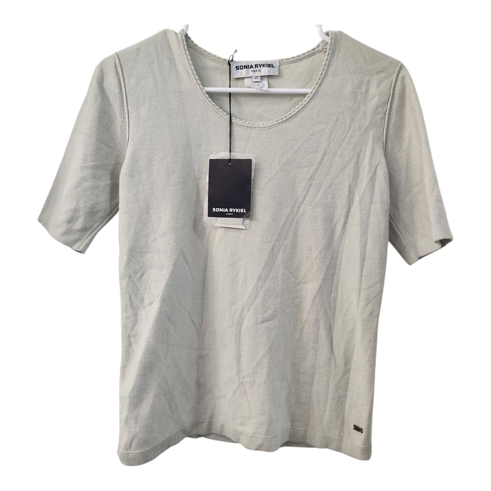 Sonia Rykiel Paris Cotton Top Jade Green Knit T-Shirt Sz 40 US8  Italy Made‎
